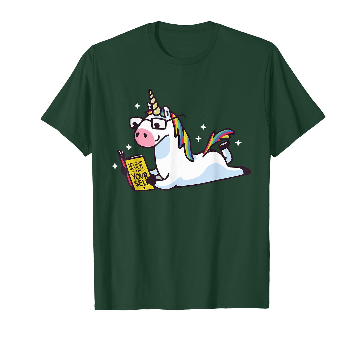 Unicorn Reading Believe in Yourself Motivational T-Shirt T-Shirt