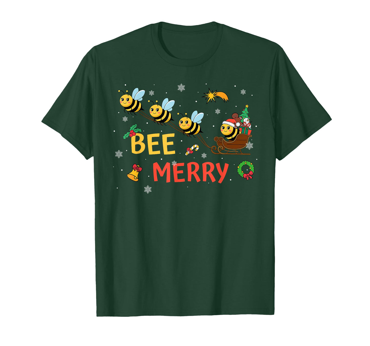 Bee Merry Christmas Beekeeper Xmas Holiday Santa Sleigh Ride T-Shirt