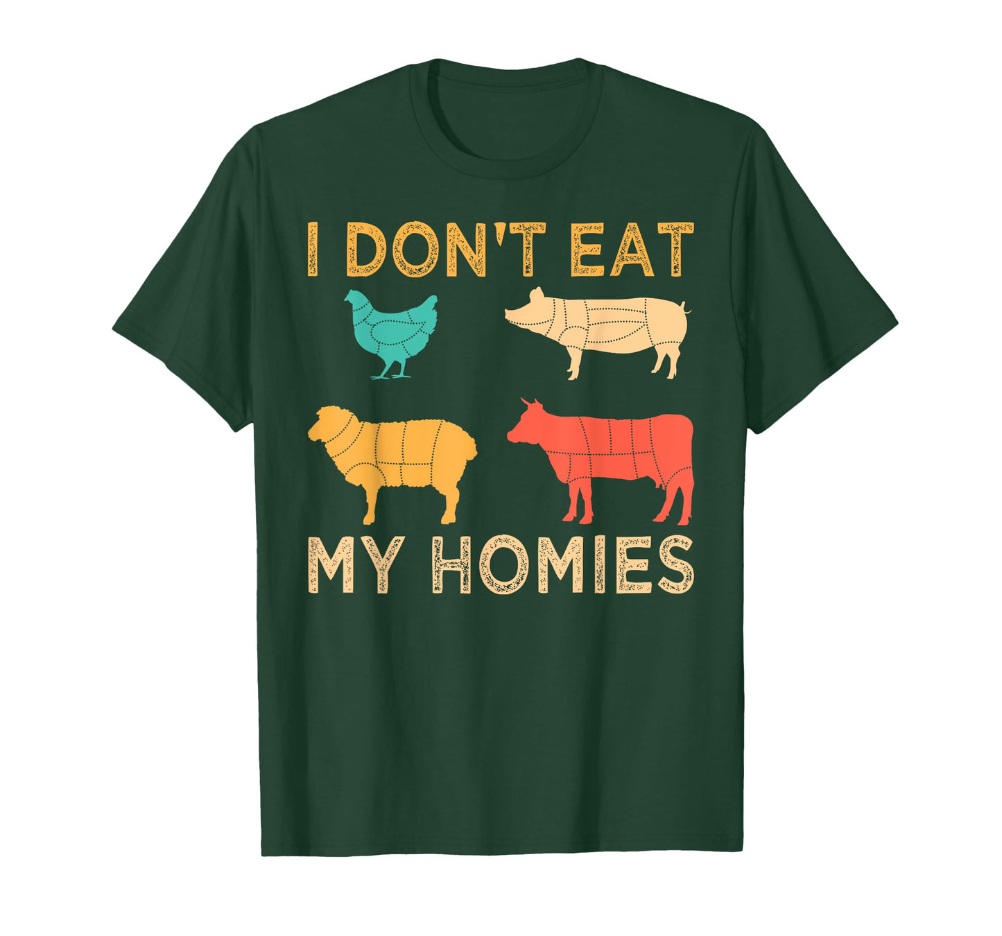 Vegan I Don't Eat My Homies Funny Vegetarian Retro Gift T-Shirt
