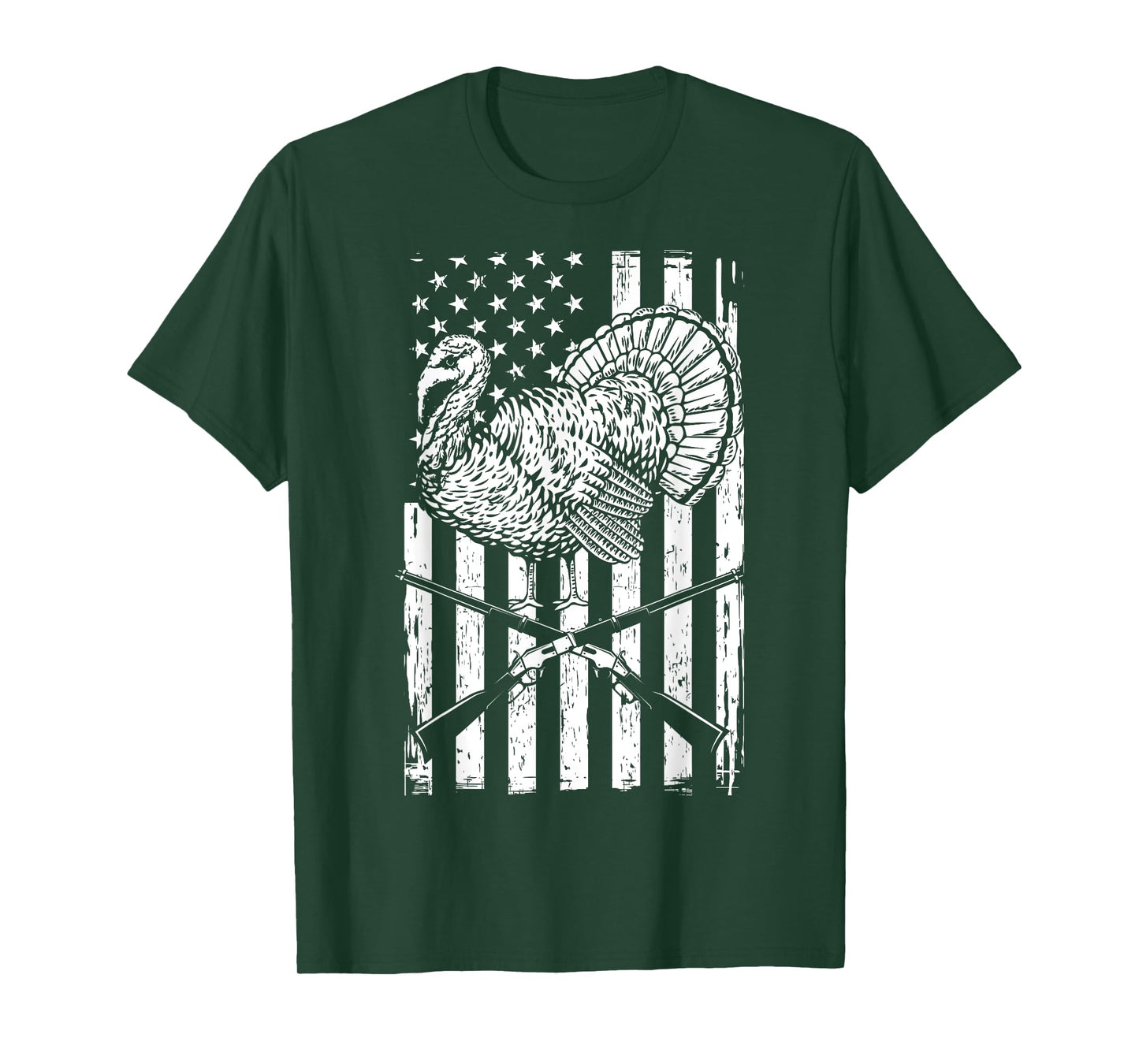 Turkey Hunting American Flag Independence Day T-Shirt for Women Men