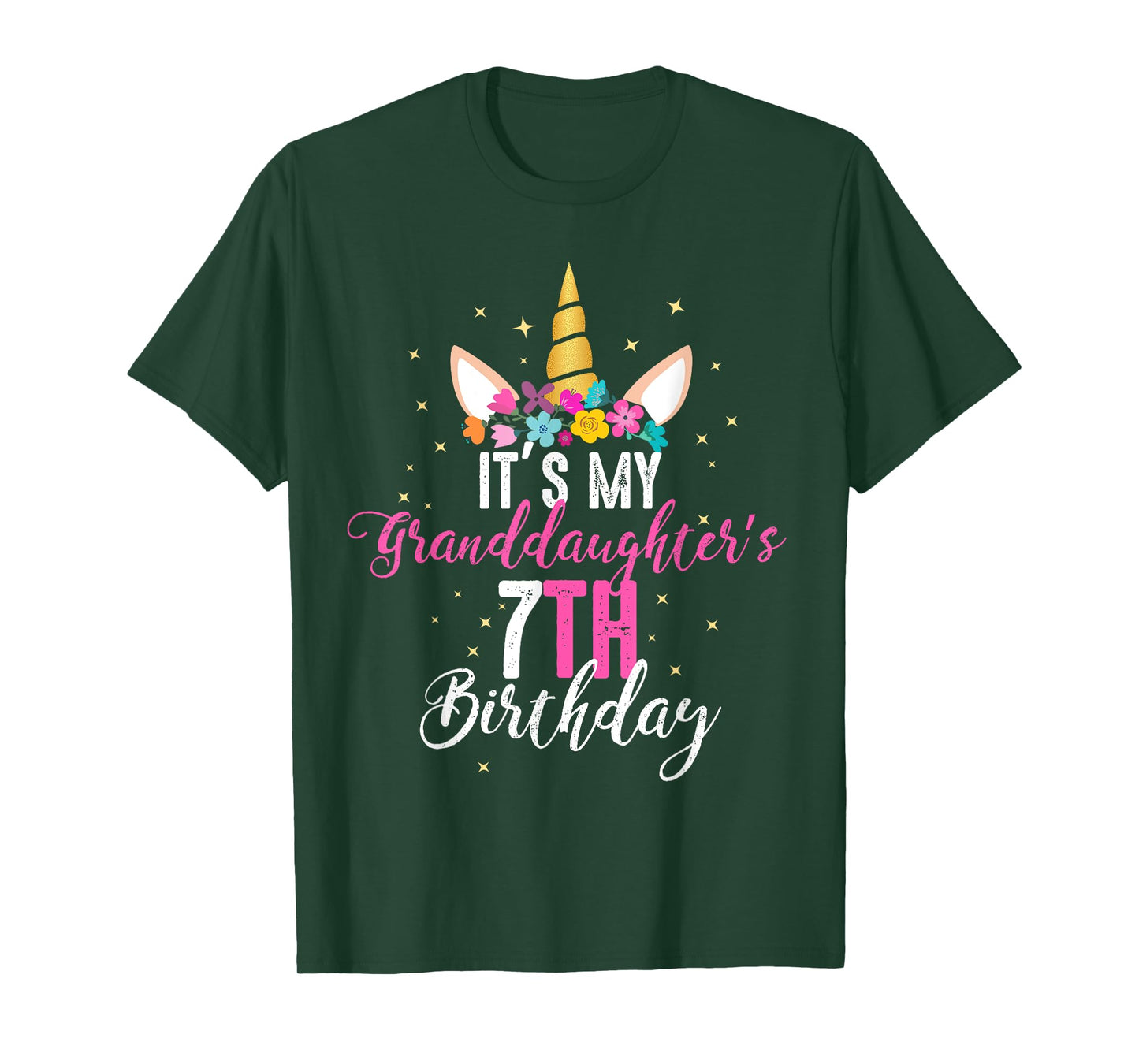 Its My Granddaughters 7th Birthay Girl Unicorn Birthday T-Shirt