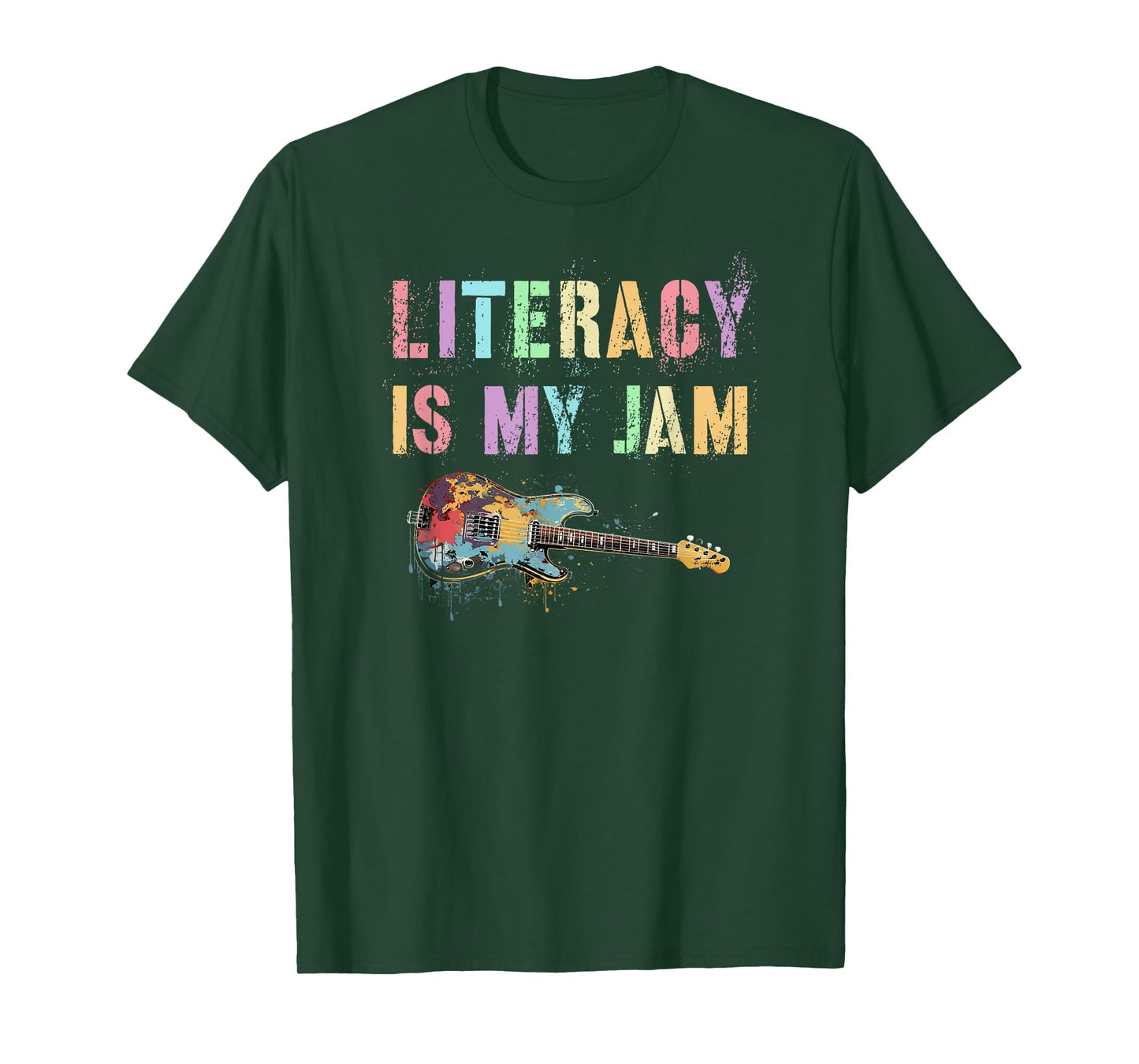 Vintage LITERACY IS MY JAM Teacher Library Rockstar Reading T-Shirt