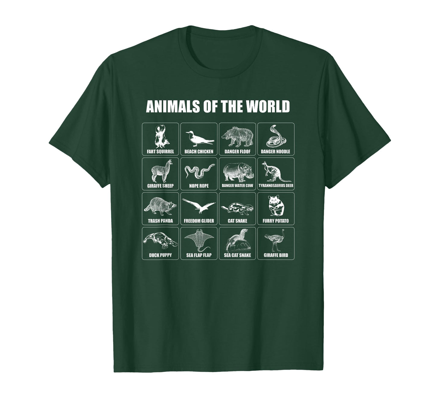 Animals Of The World T Shirt Funny Men Women Boys Girls T-Shirt