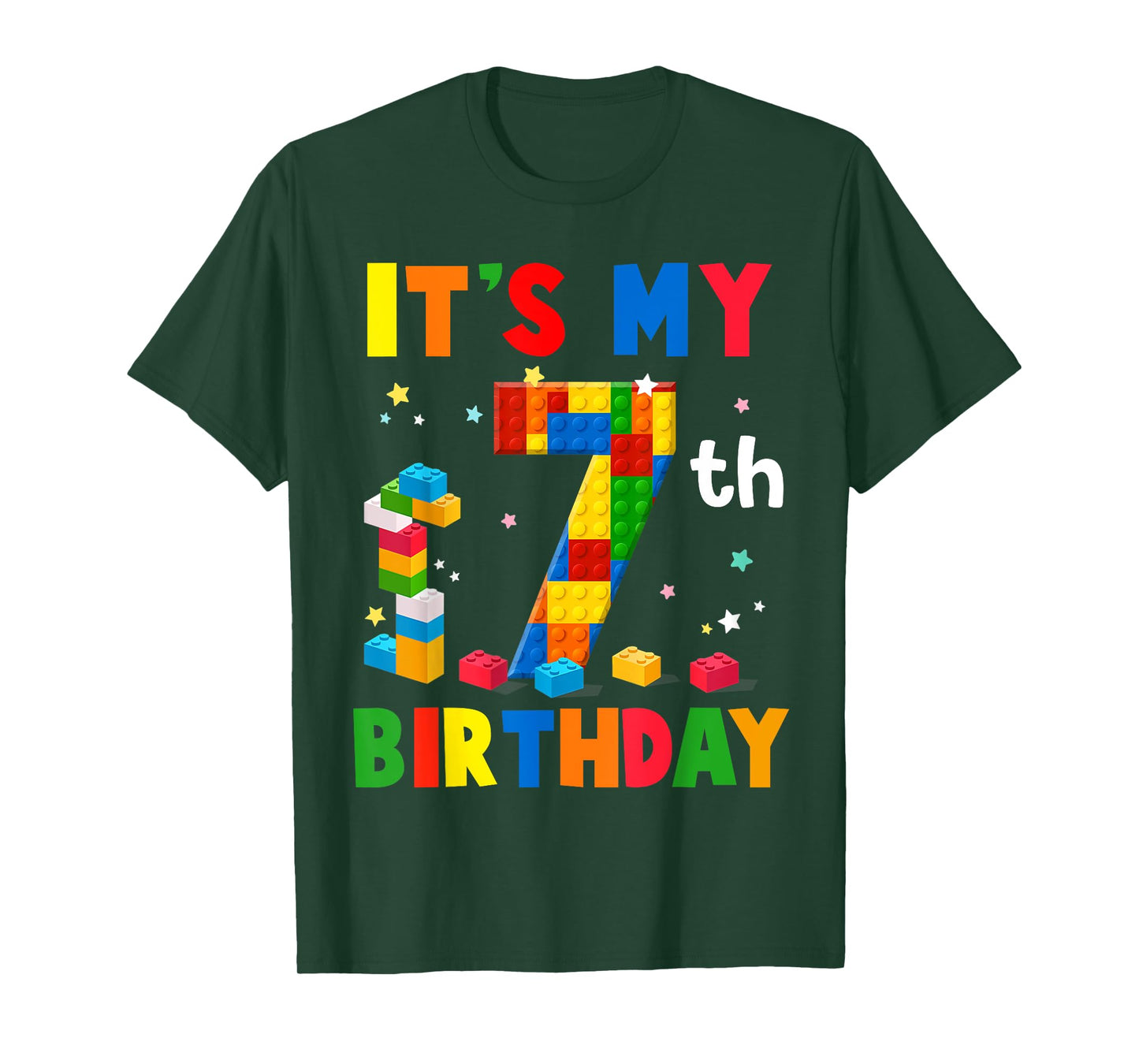 It's My 7th Birthday Building Blocks Bricks 7 Years Old Boy T-Shirt