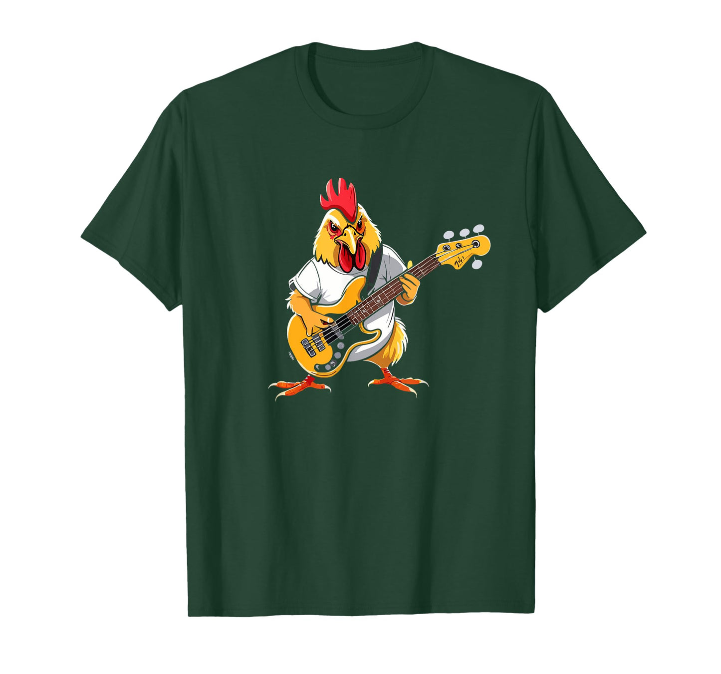 Chicken playing Bass Guitar, Chicken Guitarist T-Shirt