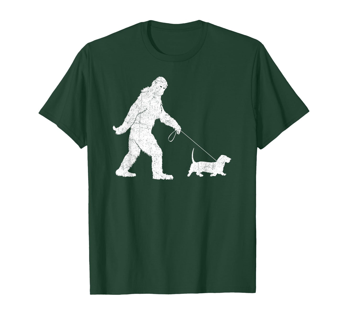 Funny Bigfoot Sasquatch Walking Basset Hound Dog Lovers T-Shirt