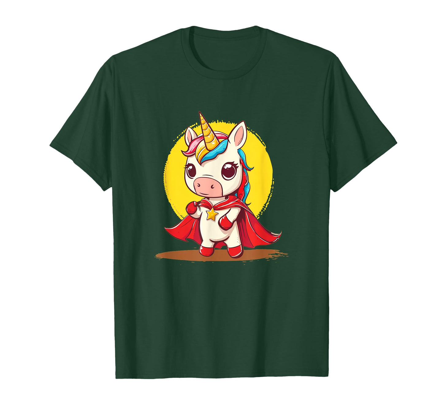 Good-looking Unicorn in Superhero Uniform with Cape T-Shirt