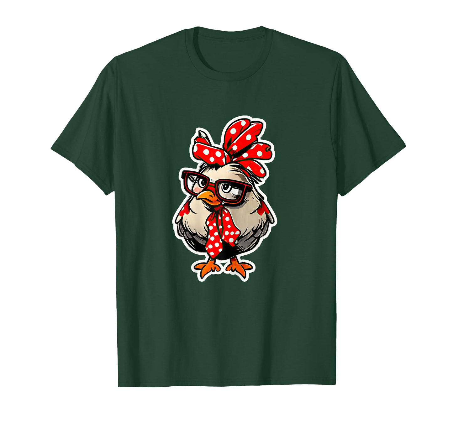 Cute Chicken With Bandana Headband and Glasses Women Girl T-Shirt