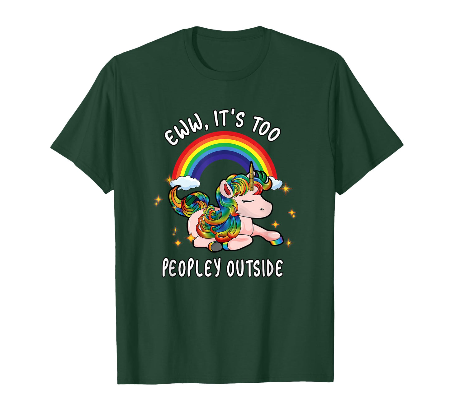 Cute Emo Unicorn Introvert Gift Ew It's Too Peopley Outside T-Shirt