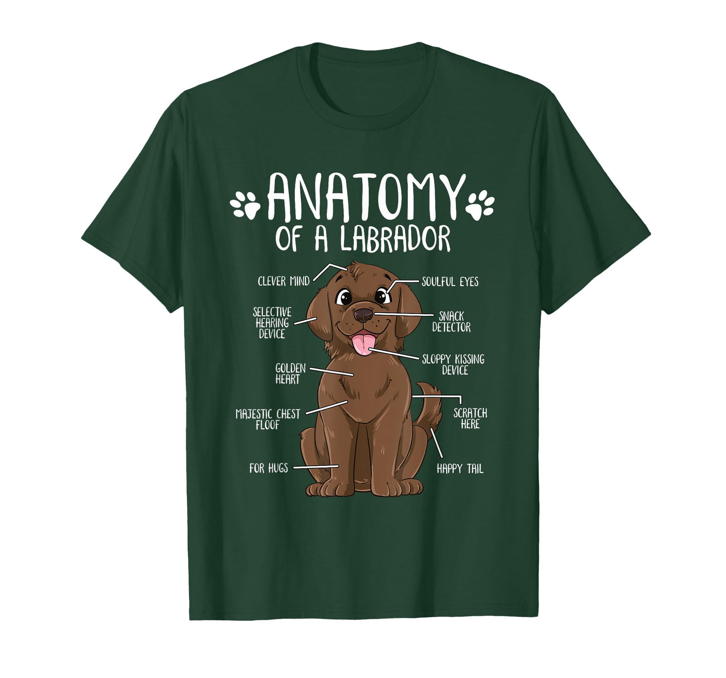 Funny Anatomy Labrador Retriever Chocolate Lab Dog Owner T-Shirt for Men Women Girls Kids