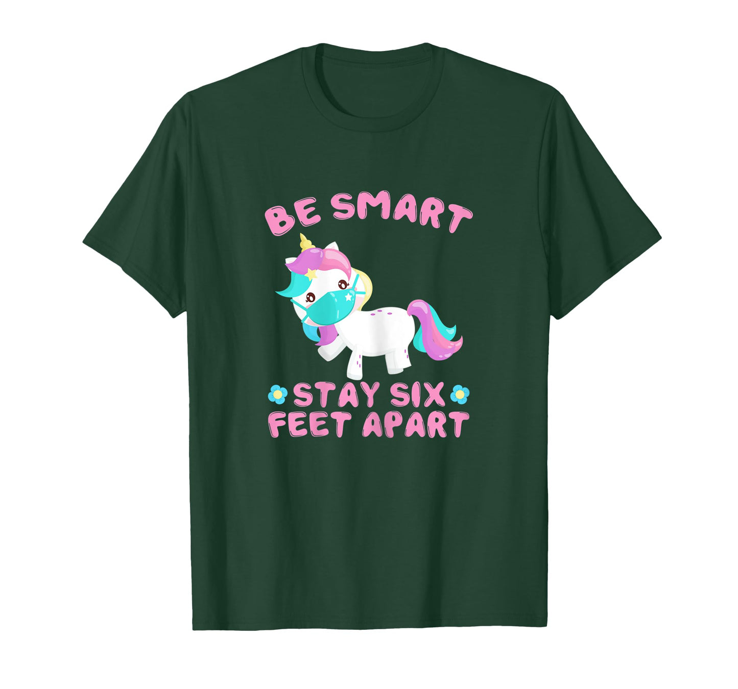 Stay 6 Feet Apart Funny Social Distancing Face Mask Unicorn T-Shirt