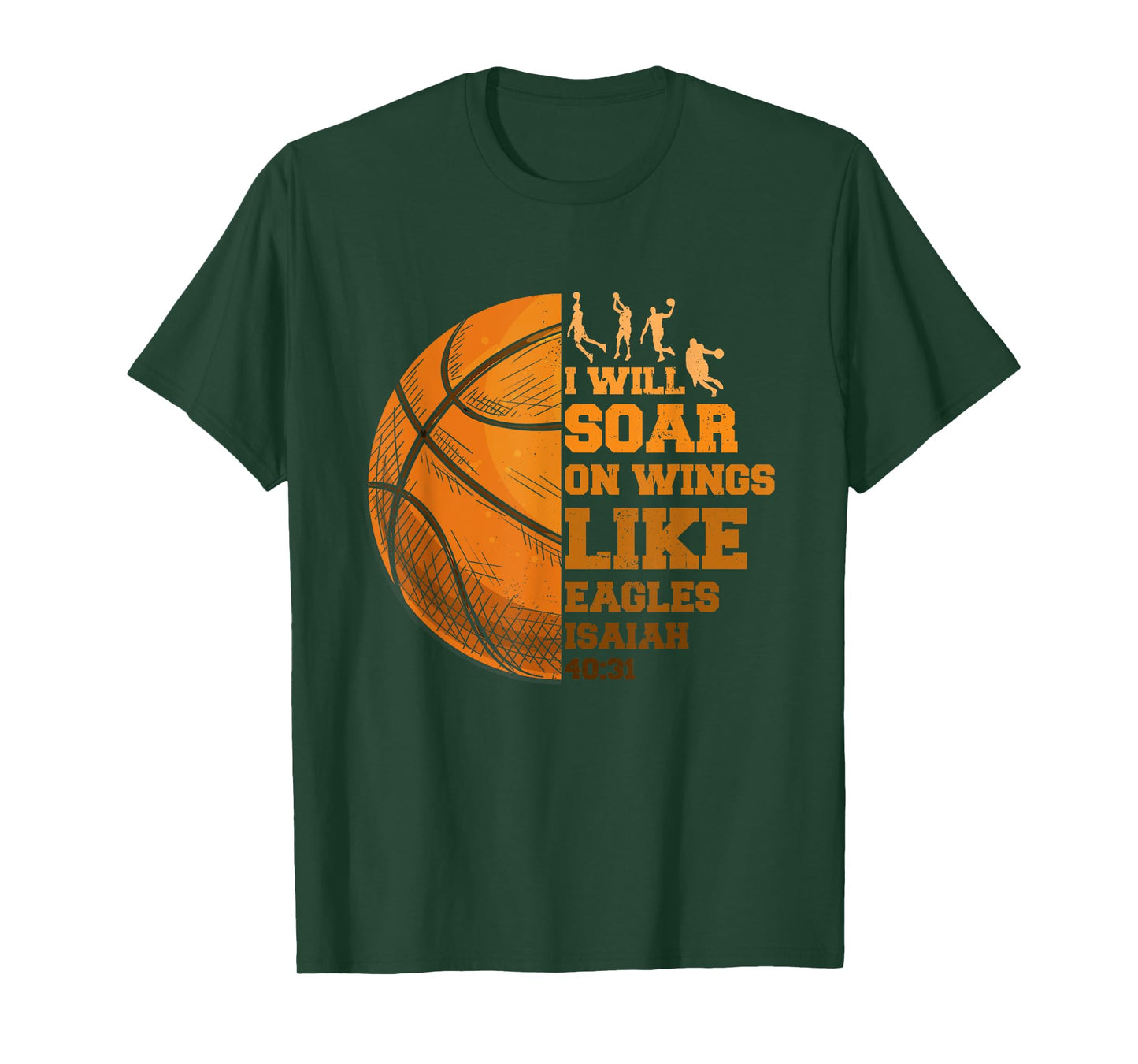 Basketball Christian Soar On-Wings Like Eagle Religious Basketball T-Shirt - Black, Unisex, Small, Short Sleeve, Regular Fit, Cotton 65% Polyester 35%