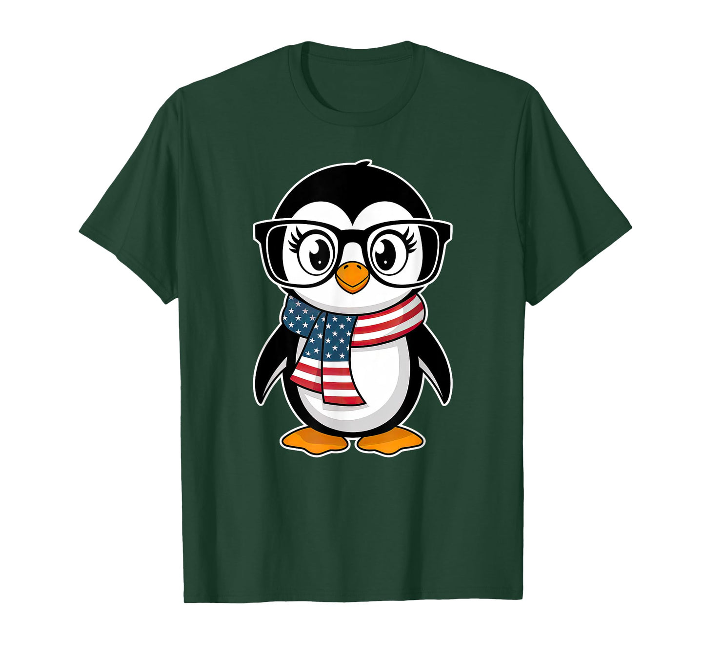 Penguin 4th of July USA American Flag Patriotic Cute T-Shirt