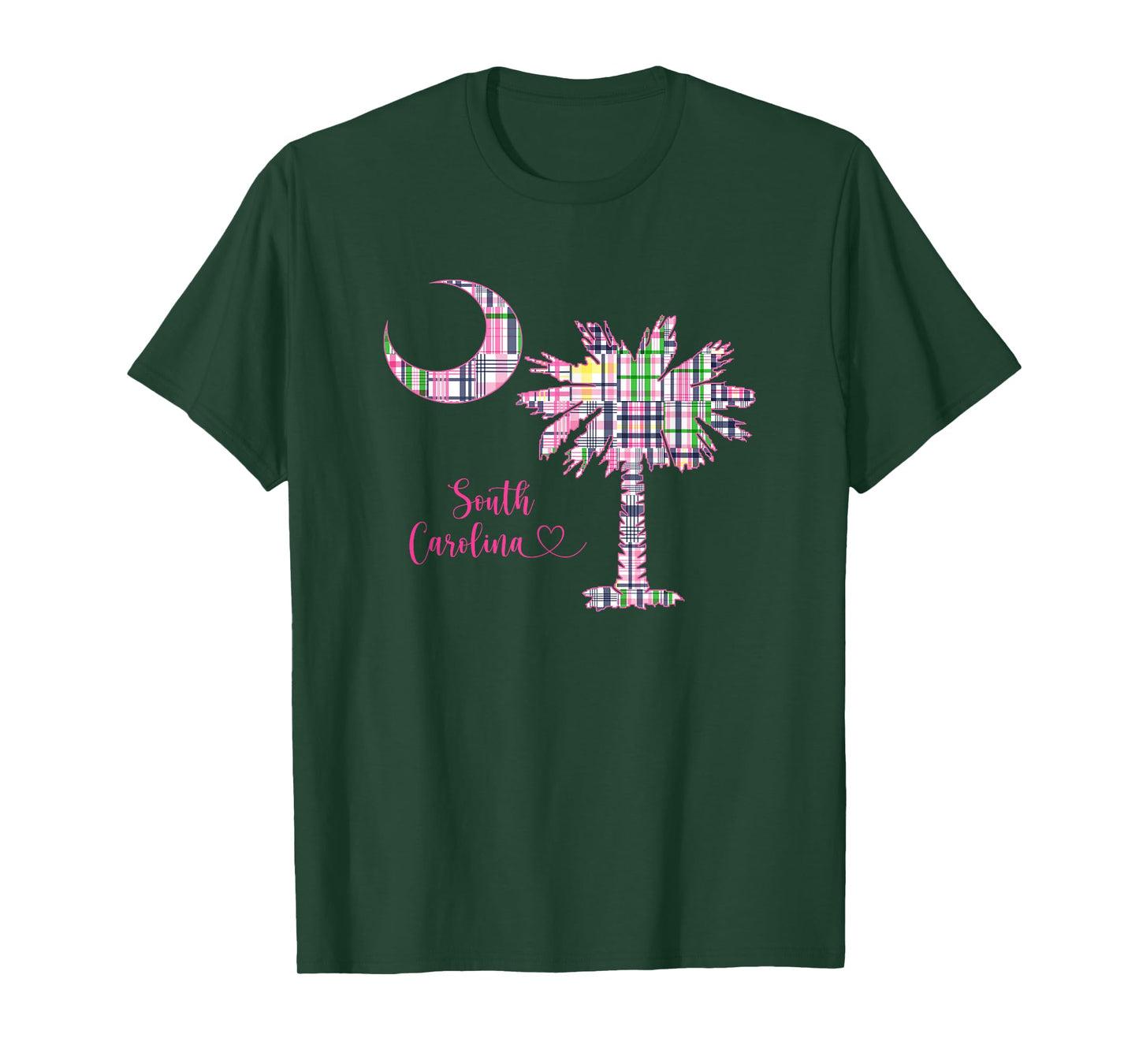 Hilton Head Island South Carolina Palm Moon Madras Plaid T-Shirt