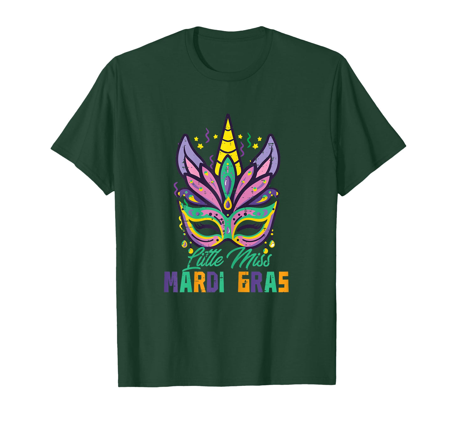 Little Miss Mardi Gras Unicorn Mask Toddler Girls Kids Youth T-Shirt