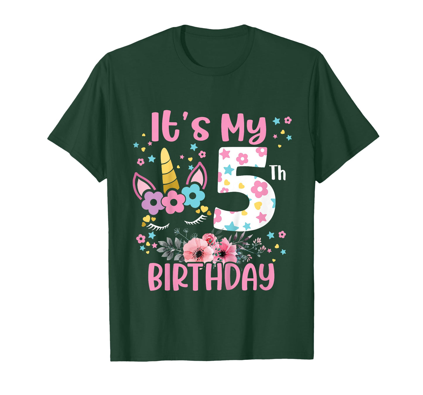Its My 5 Years Old Gift Girls Teens 5th Birthday Unicorn T-Shirt