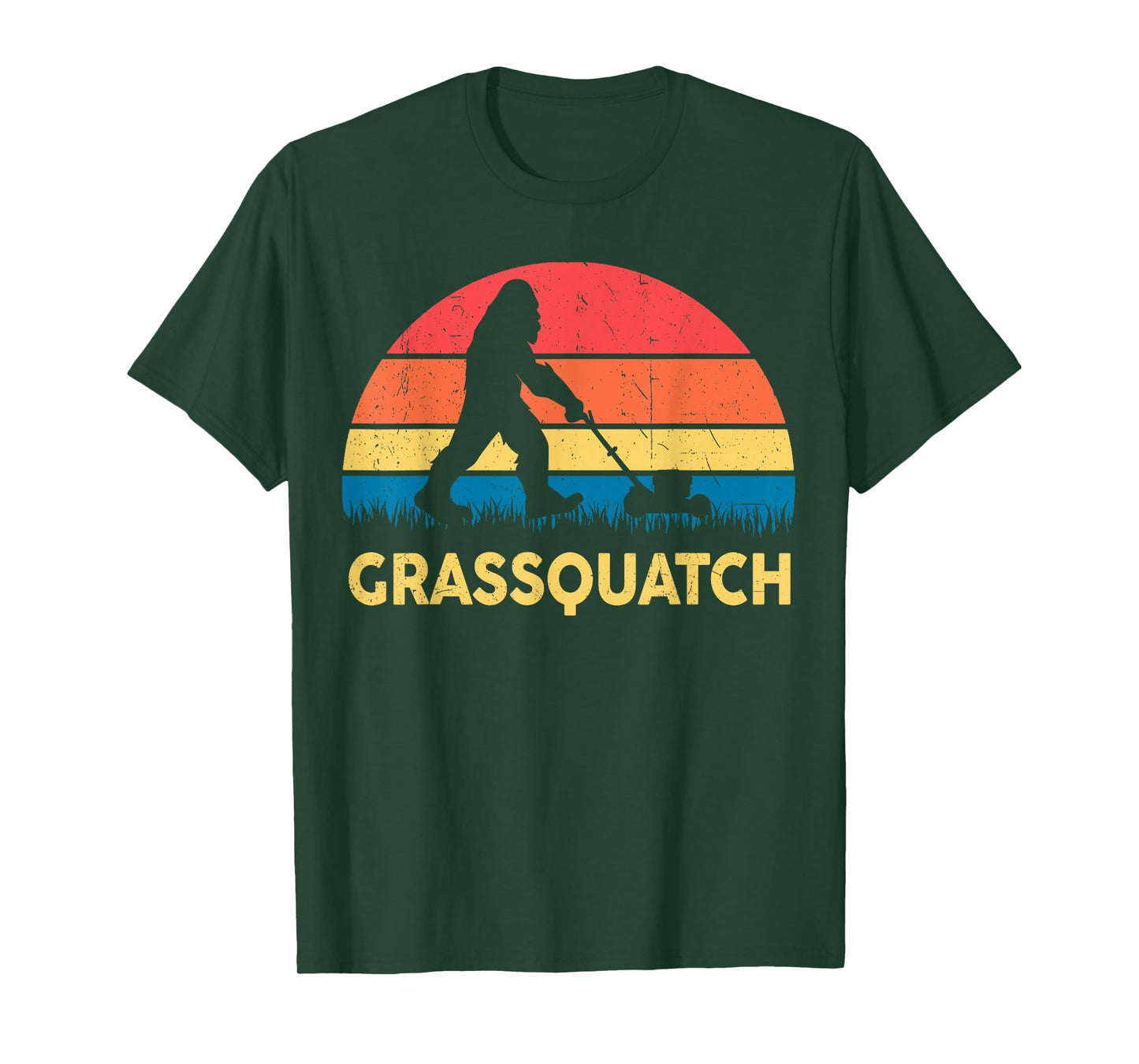 Dad Lawn Mowing Grassquatch Bigfoot Mower Gift Funny Garden T-Shirt