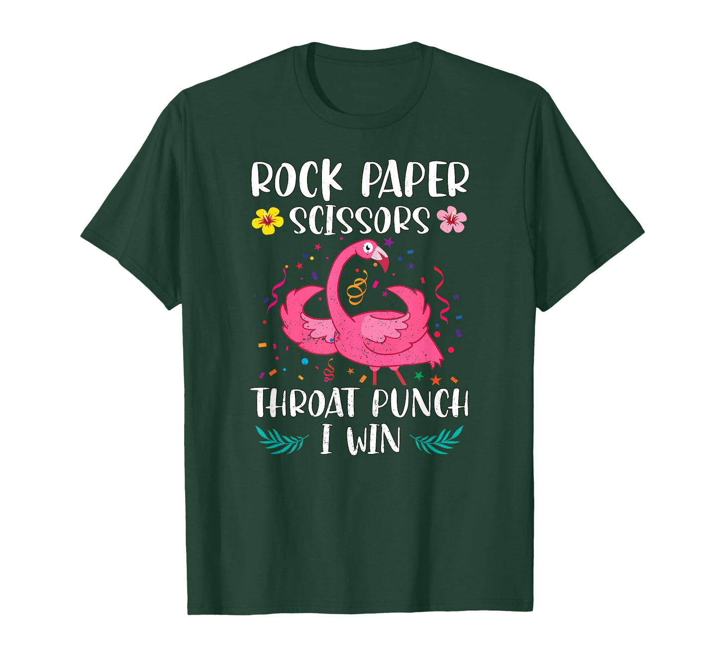 Rock Paper Scissors Throat Punch I Win Funny Flamingo Game T-Shirt
