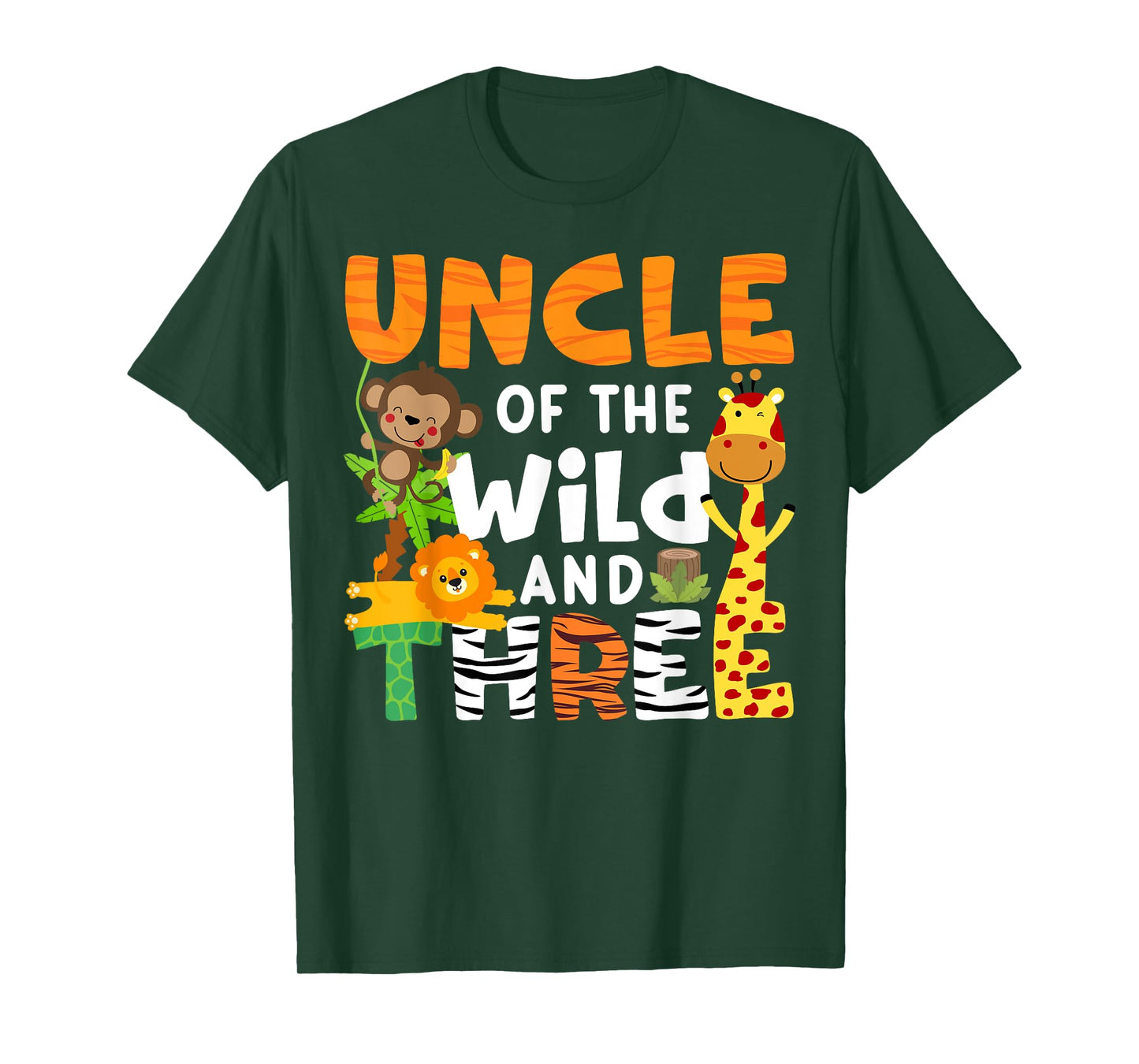 Uncle Of The Wild and Three 3 Zoo Theme Party Safari Jungle T-Shirt