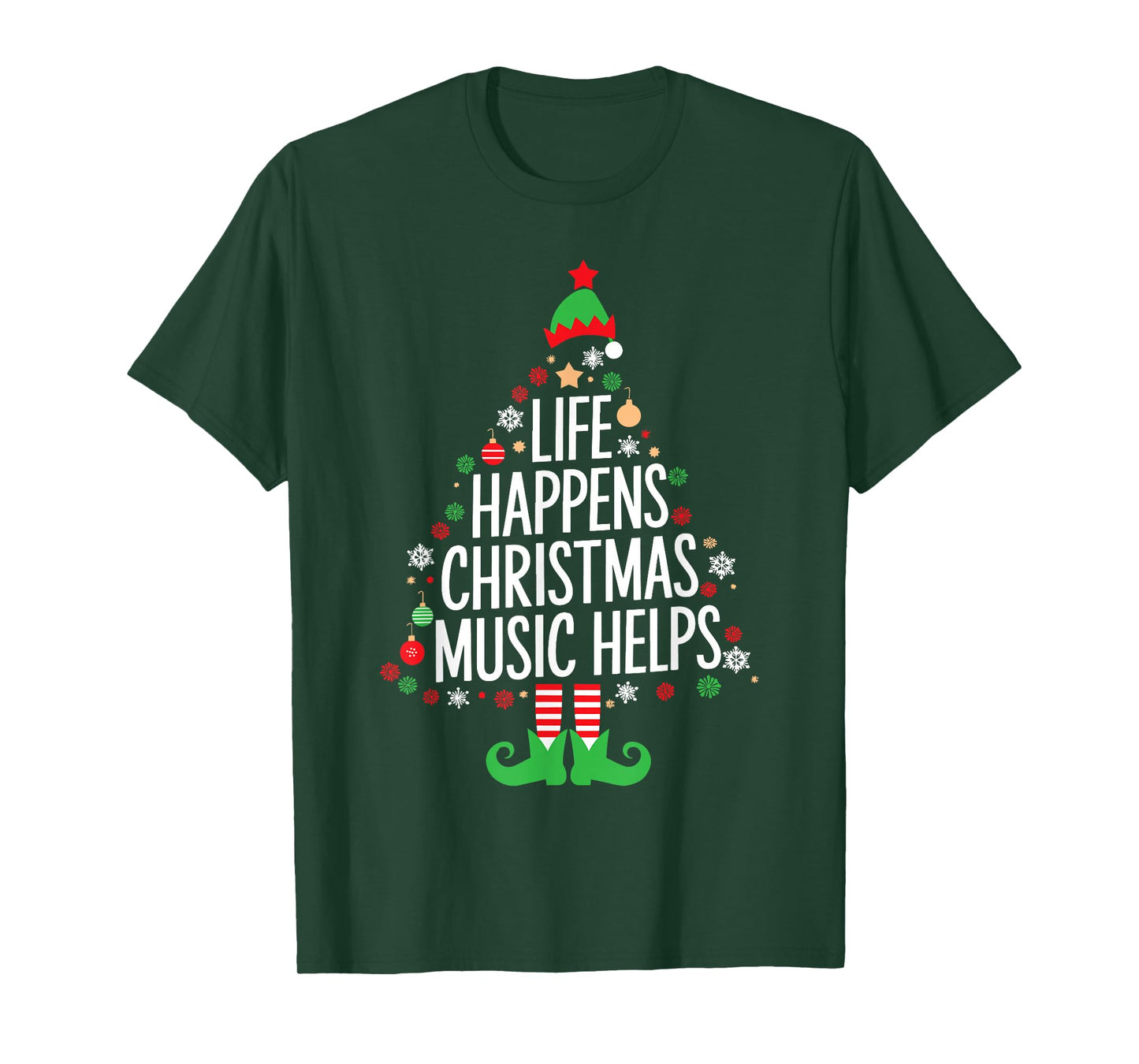 Life Happens Christmas Music Helps Matching Family Christmas T-Shirt