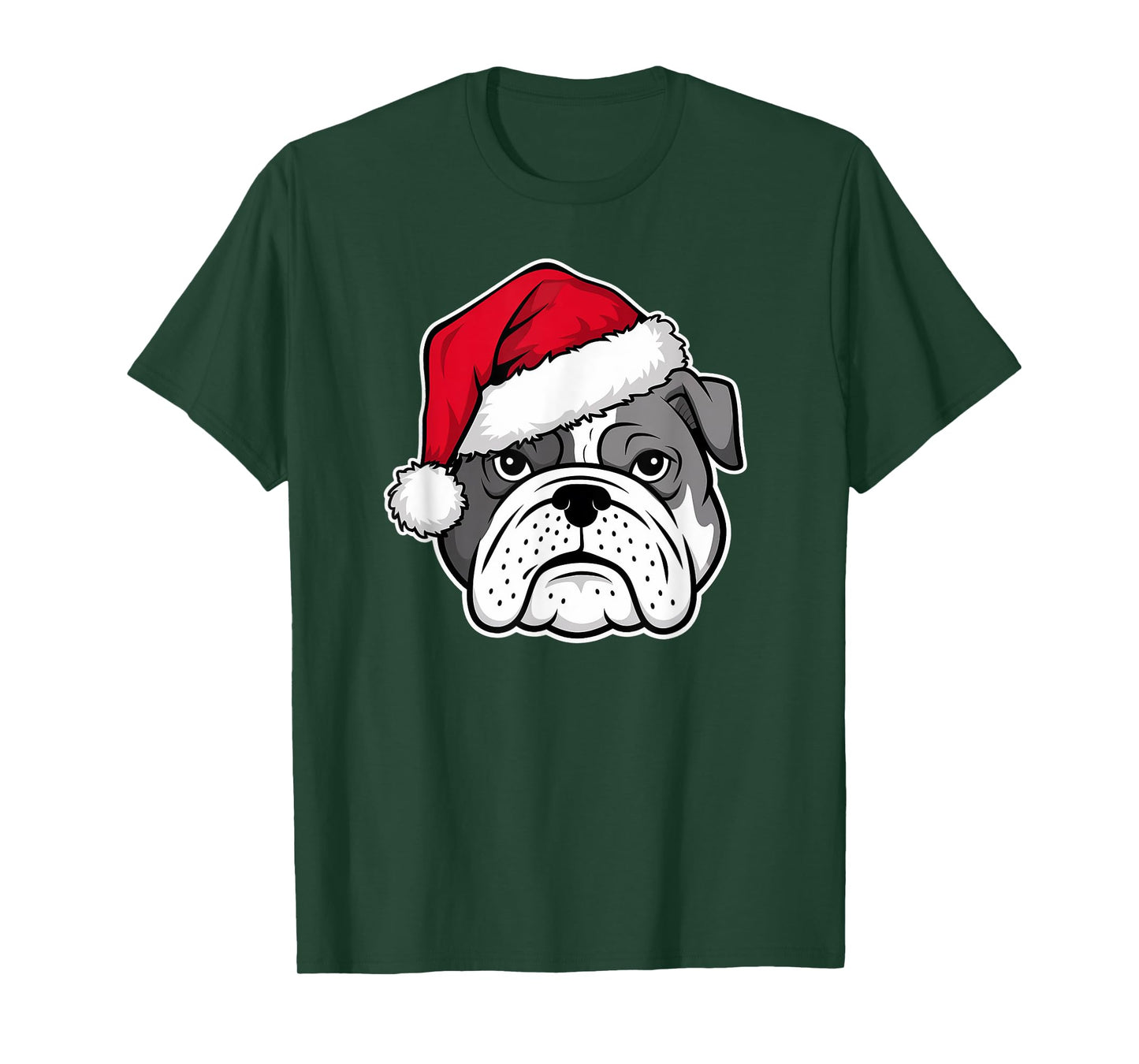 Joyful Bulldog Santa Dog on Bulldog Christmas T-Shirt