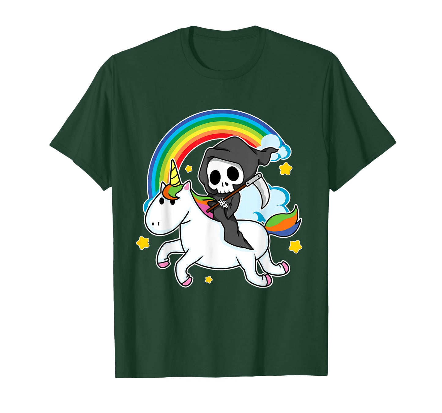 Halloween Unicorn Costume Grim Reaper Riding Unicorn T-Shirt