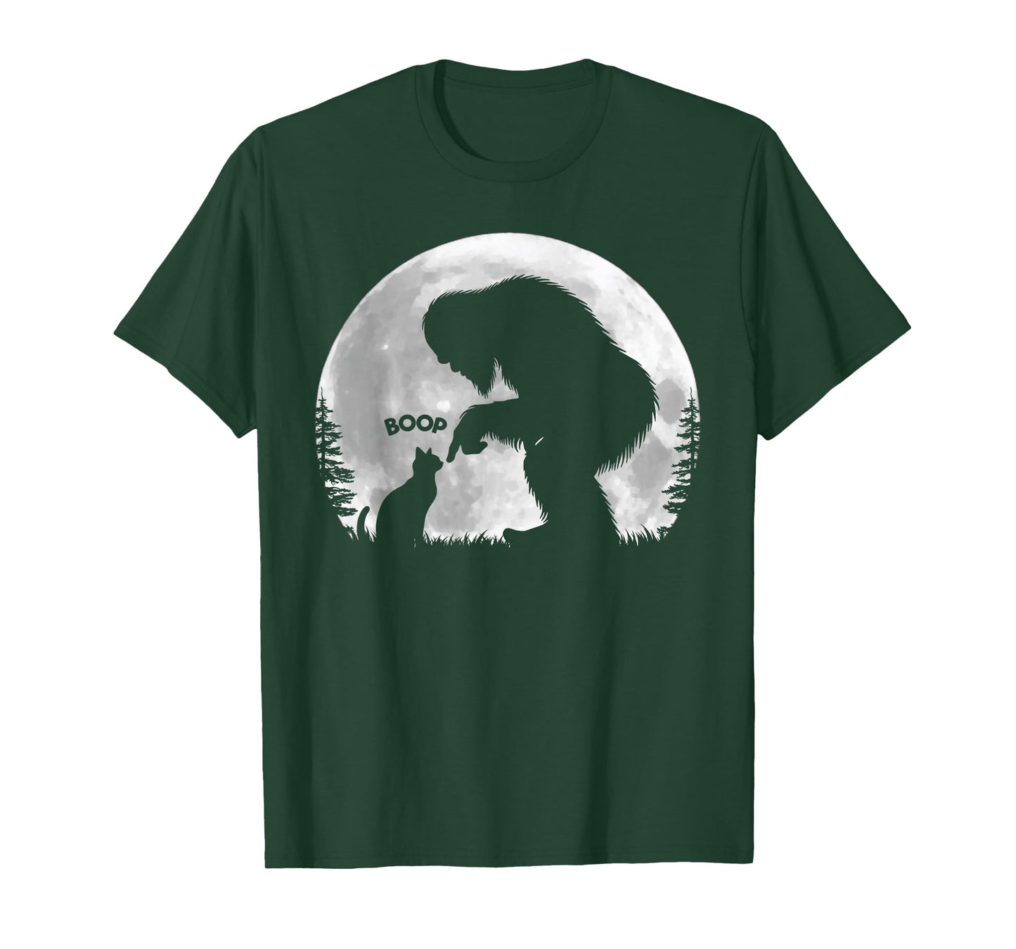 Fun Hand Boop Nose Bigfoot Sasquatch Cat Full Moon T-Shirt