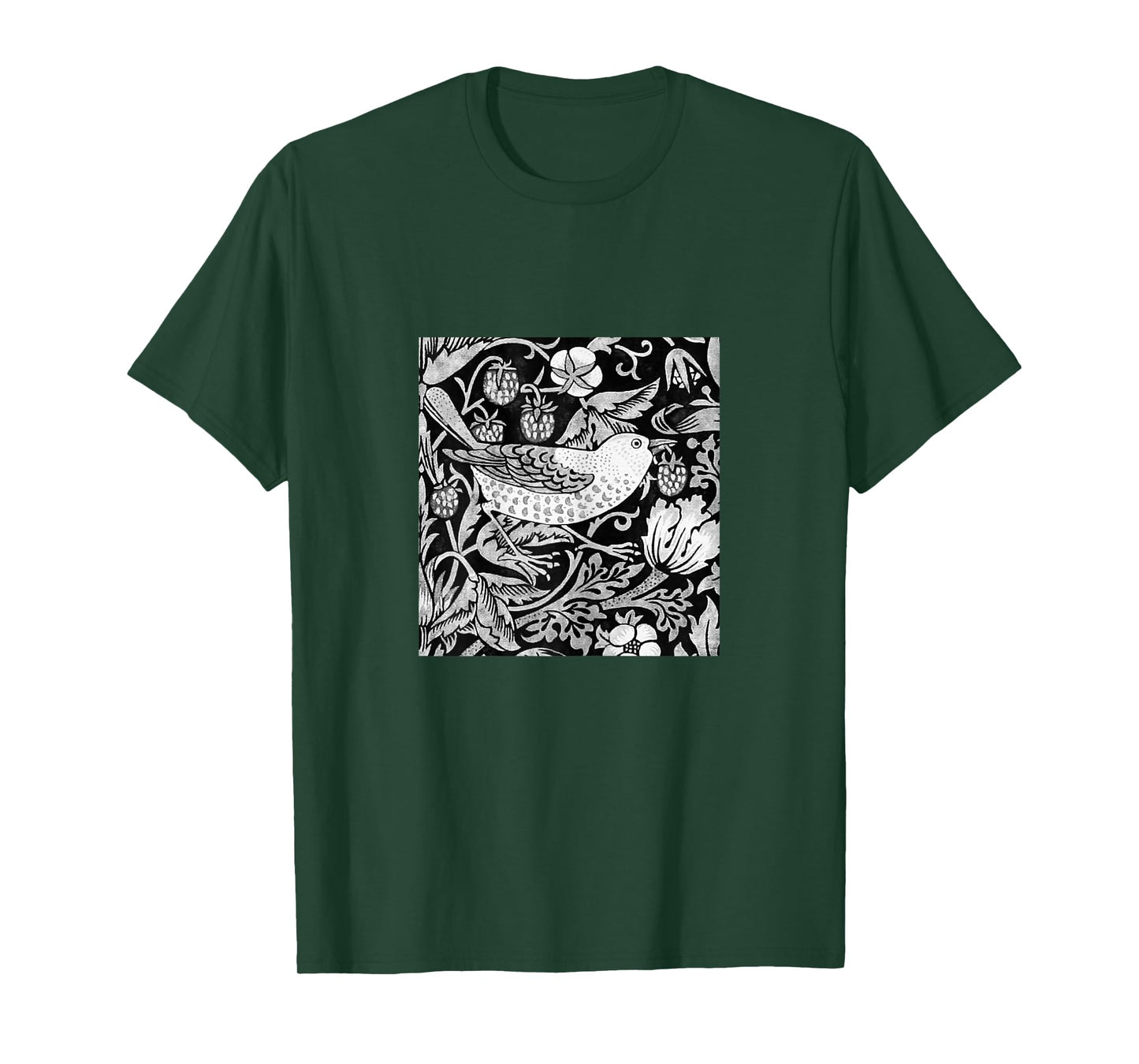 William Morris Bird & Flower Tile, Gray, Black and White T-Shirt