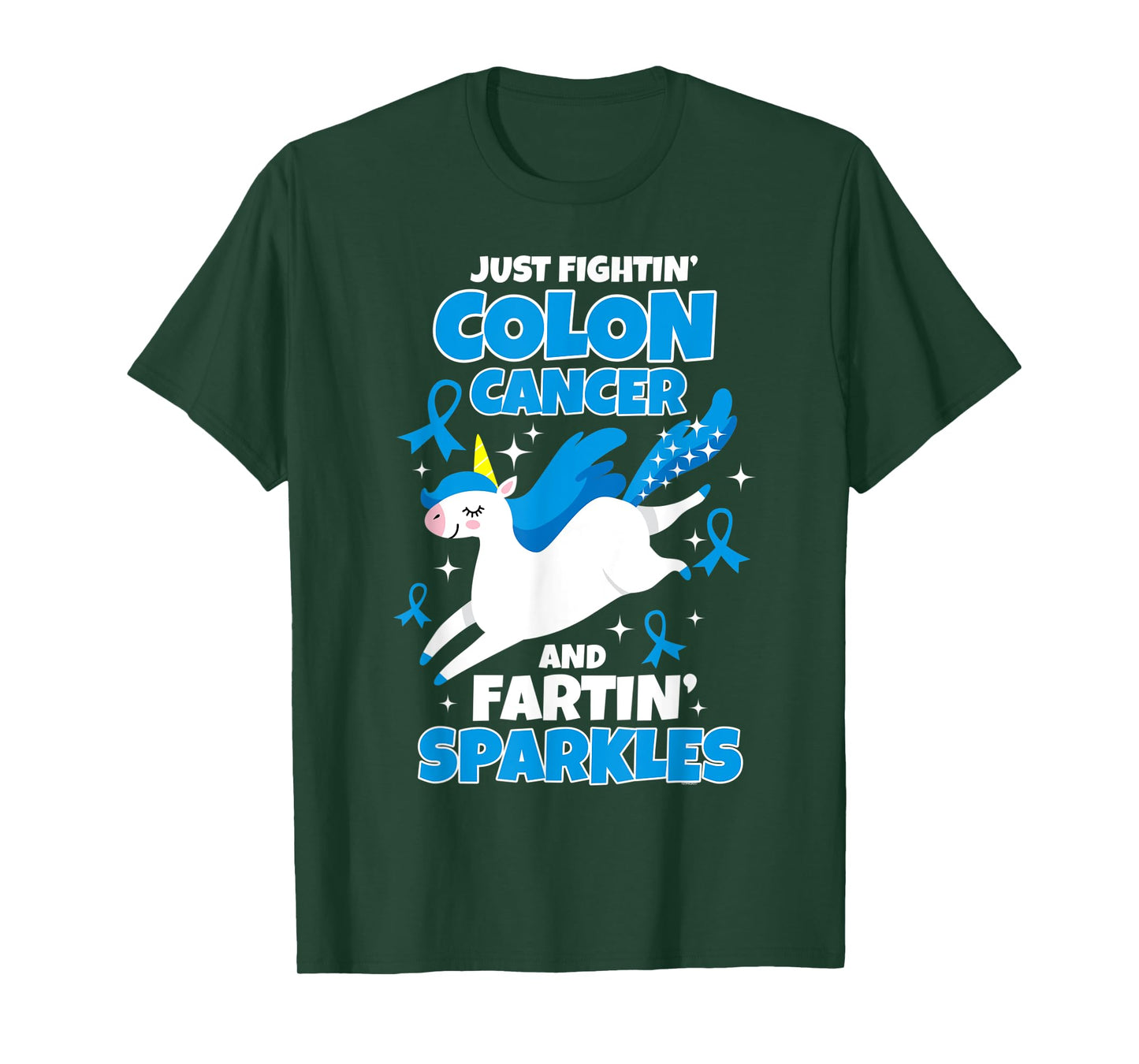 Just Fightin' Colon Cancer Fartin' Sparkles Fighter Unicorn T-Shirt
