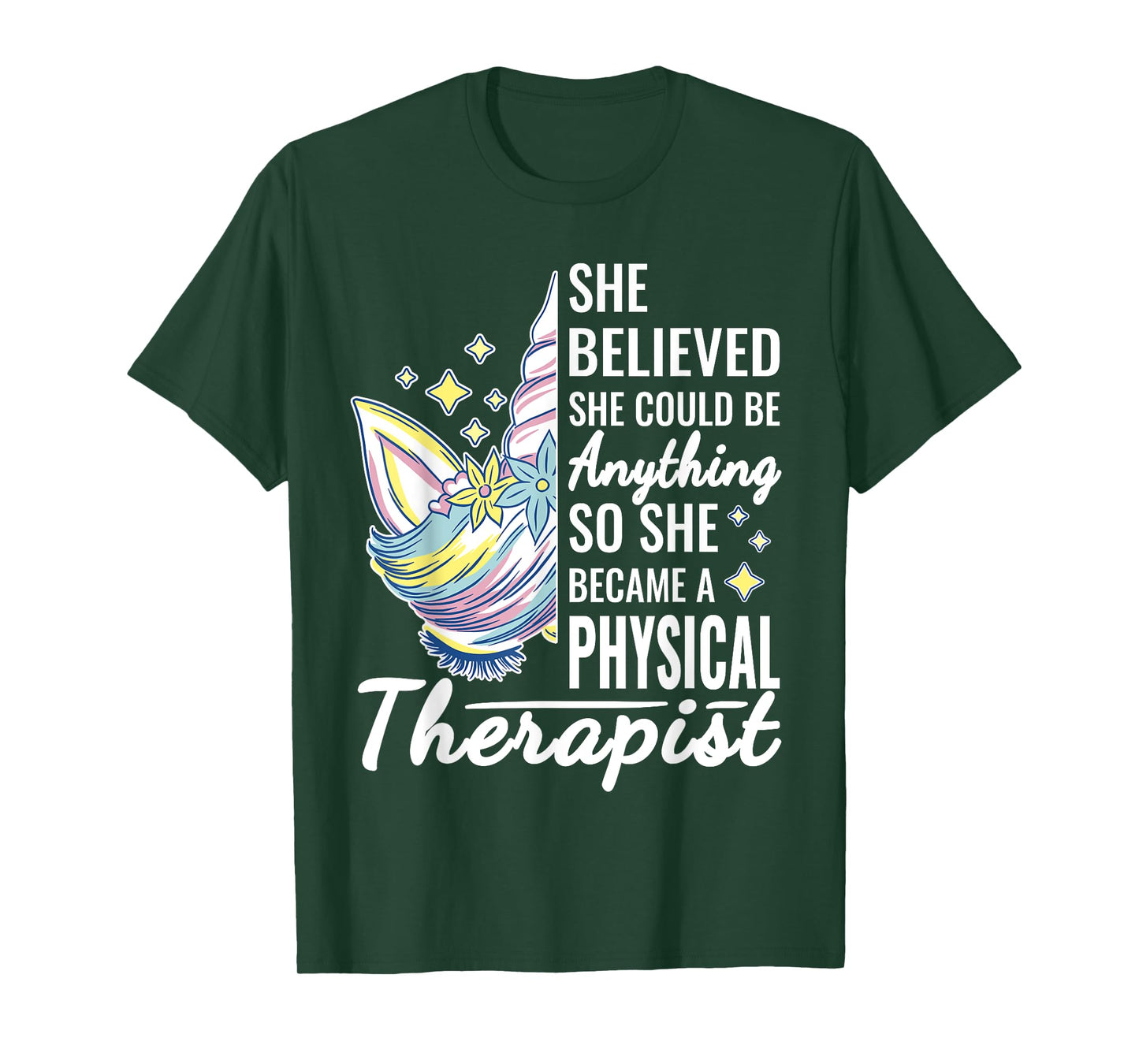women physical therapy funny physical therapist cute unicorn T-Shirt
