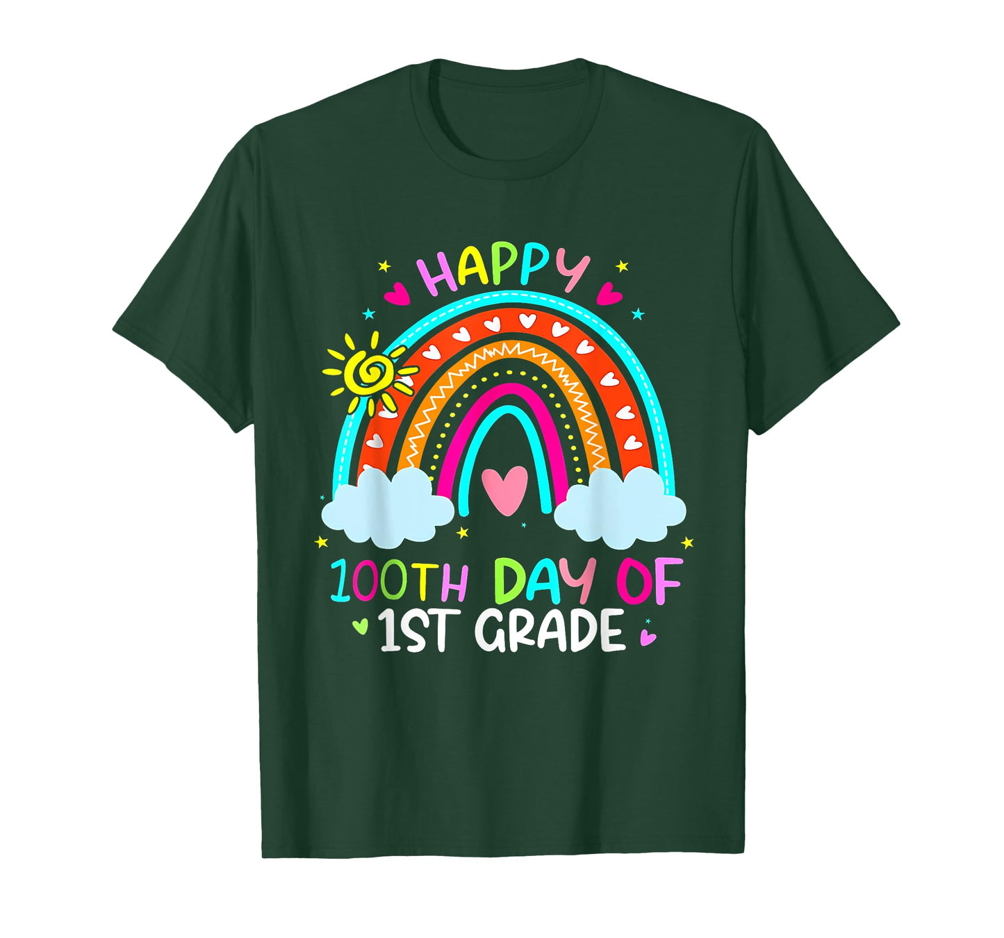 Happy 100th Day Of 1st Grade School Rainbow Teacher Kids T-Shirt