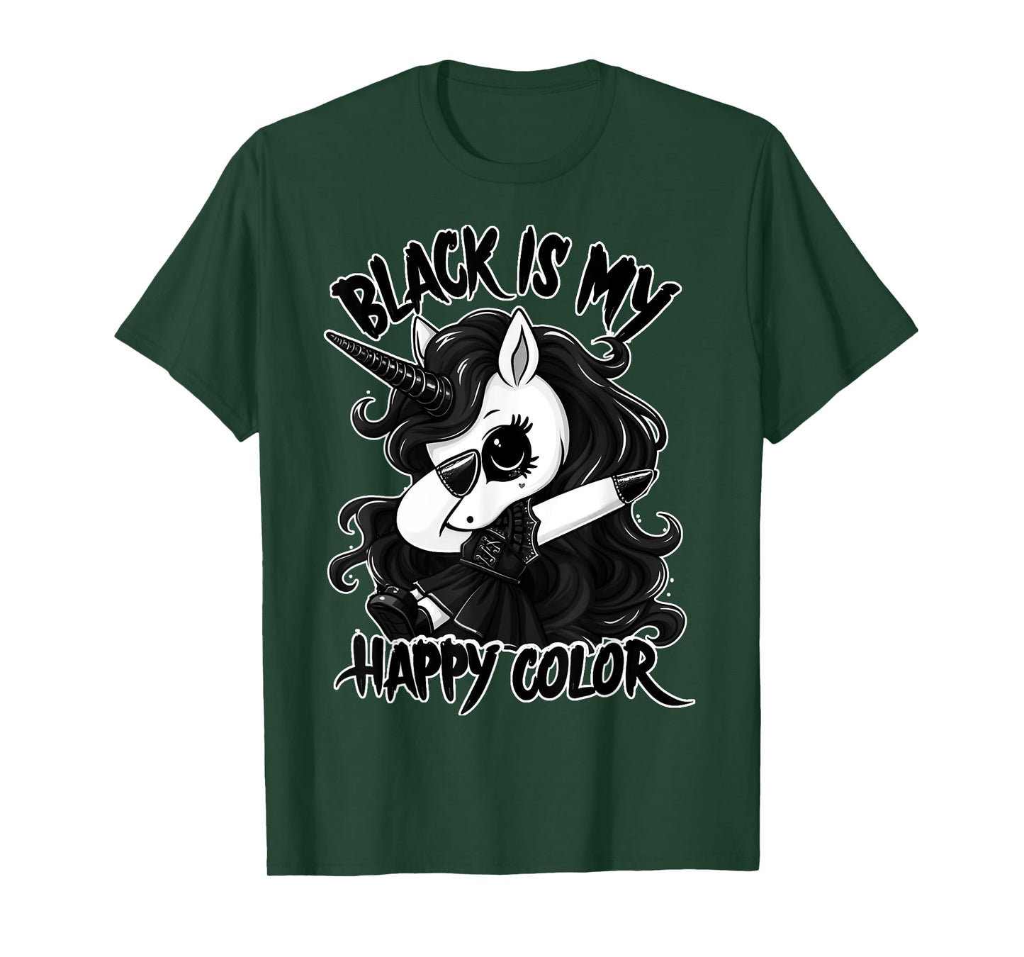 Gothic Unicorn Dabbing - Black is my lucky colour T-Shirt