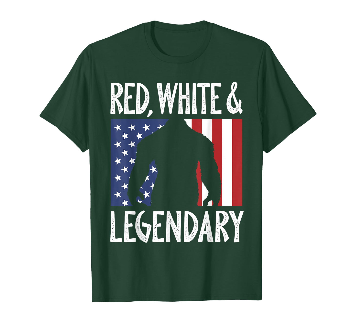Red White Legendary 4th of July Patriotic Bigfoot Sasquatch T-Shirt