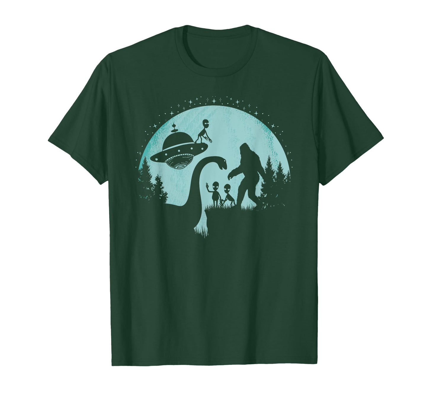 Bigfoot Loch Ness Monster Nessie Sasquatch UFOs Funny Aliens T-Shirt
