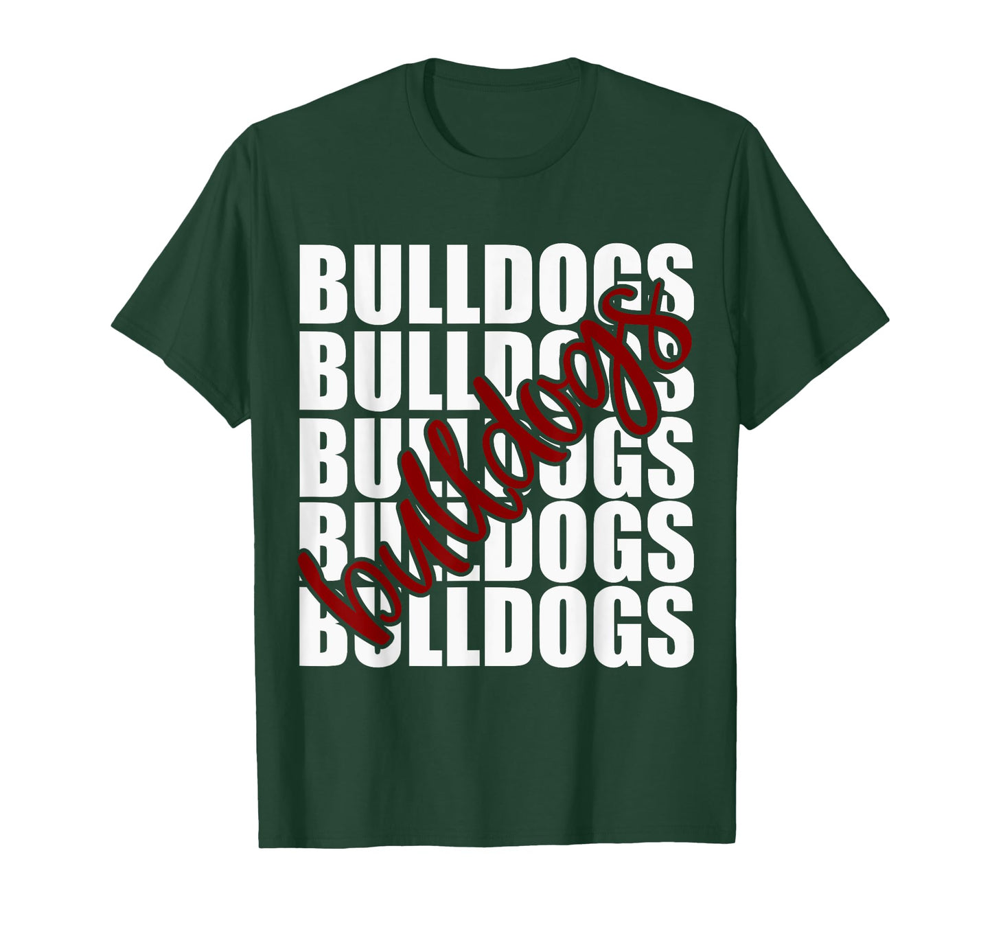 Bulldogs Maroon School Sports Fan Team Spirit T-Shirt
