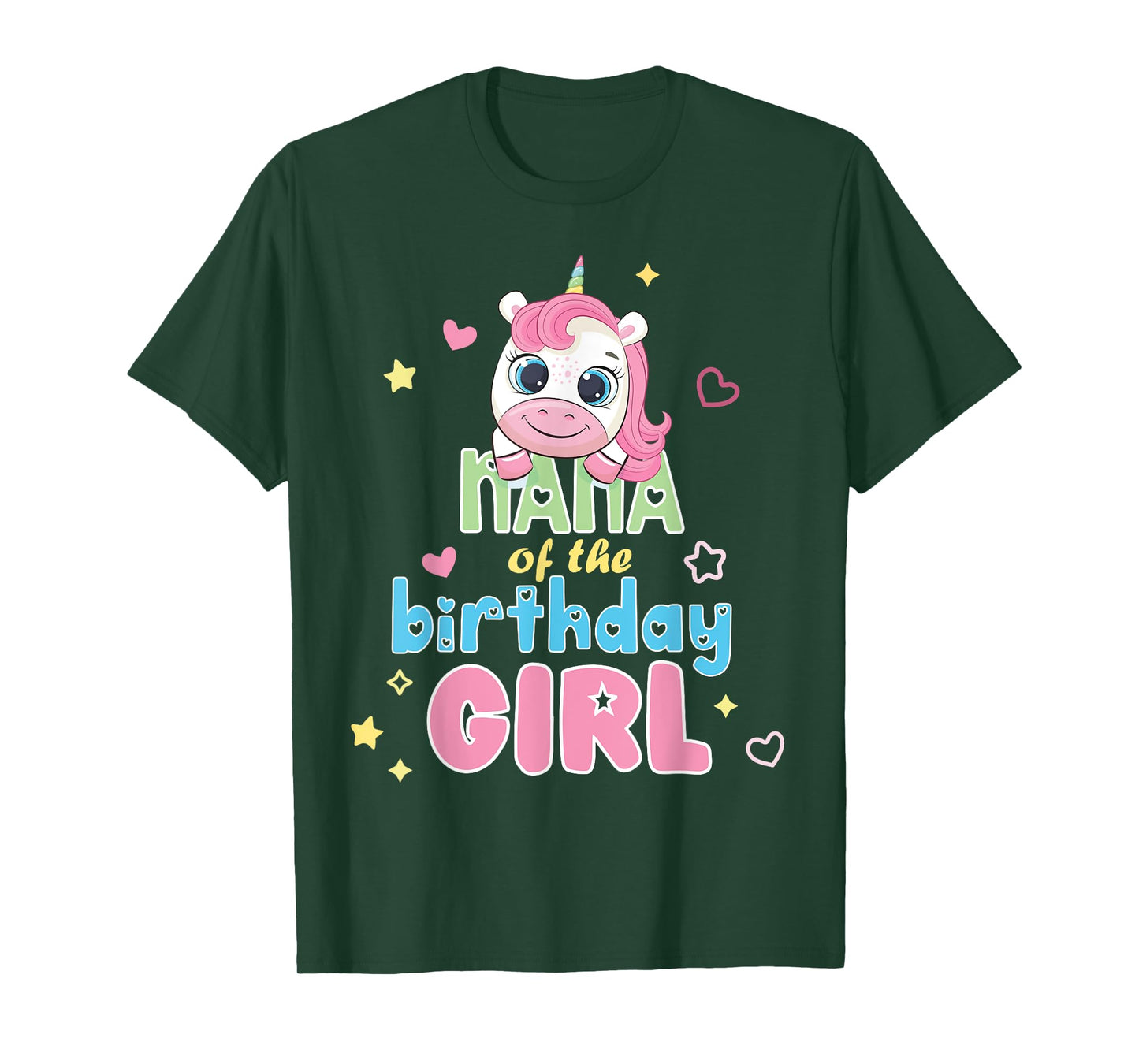 Nana Of Cute Unicorn Birthday Girl Party Matching Family T-Shirt