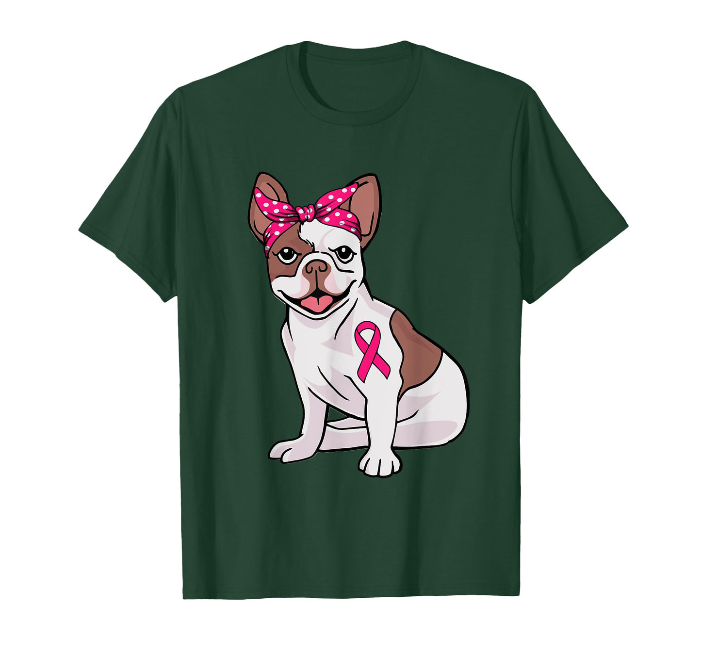 French Bulldog Pink Bandana Breast Cancer Awareness Cute Dog T-Shirt