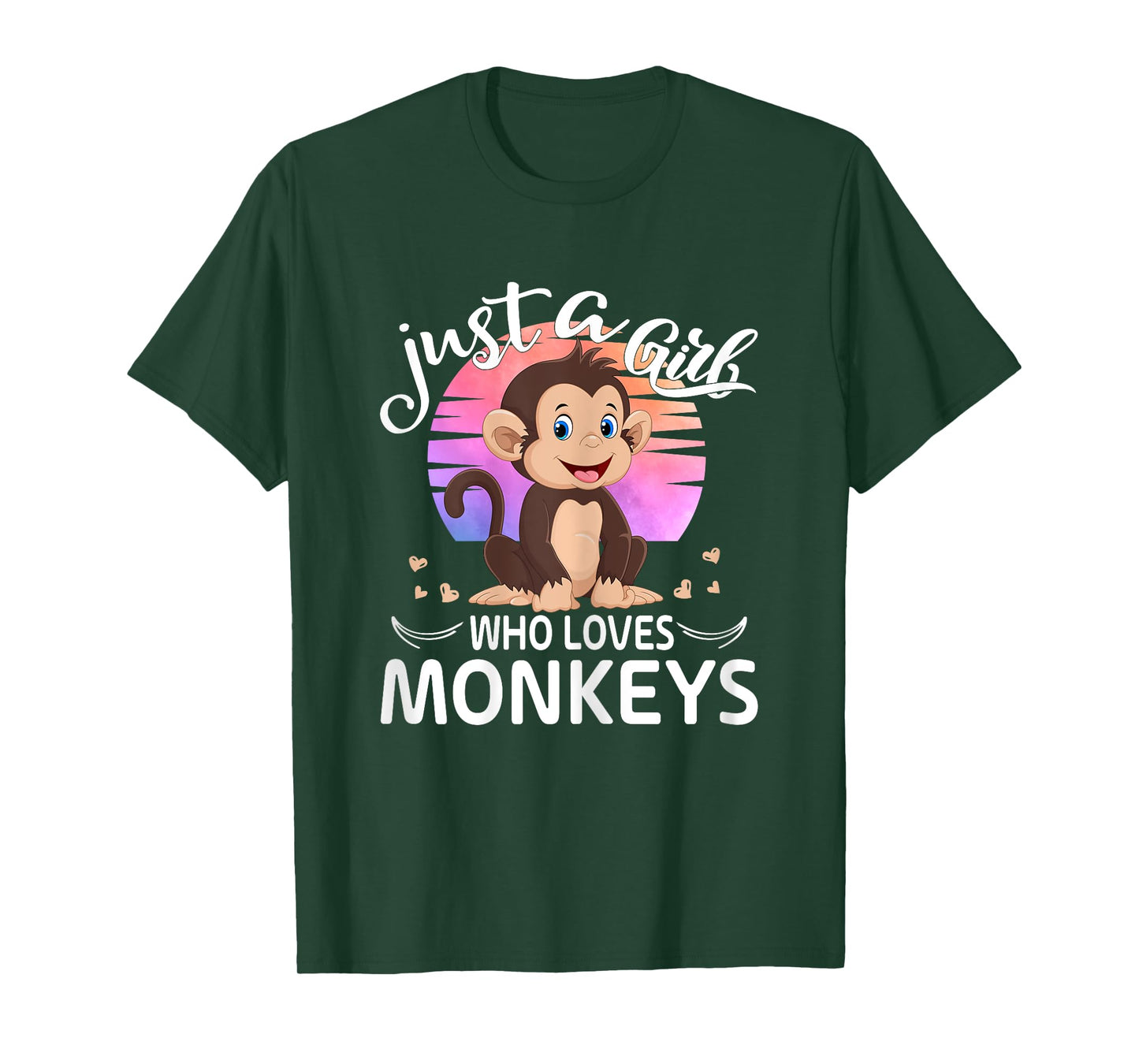 Just A Girl Who Loves Monkeys Cute Monkey Lover Girls Kids T-Shirt
