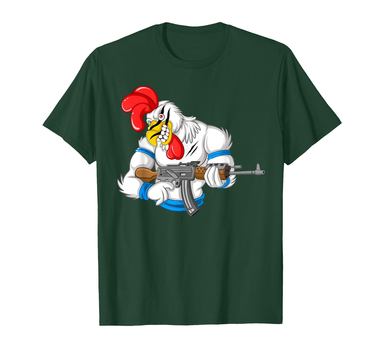 Angry Chicken Cartoon Weapon | Rooster Funny Gun Farmer Gift T-Shirt