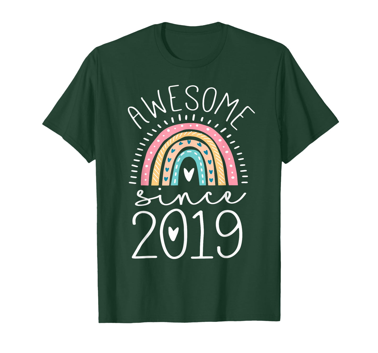 Awesome Since 2019 6th Birthday Rainbow Gifts Born In 2019 T-Shirt