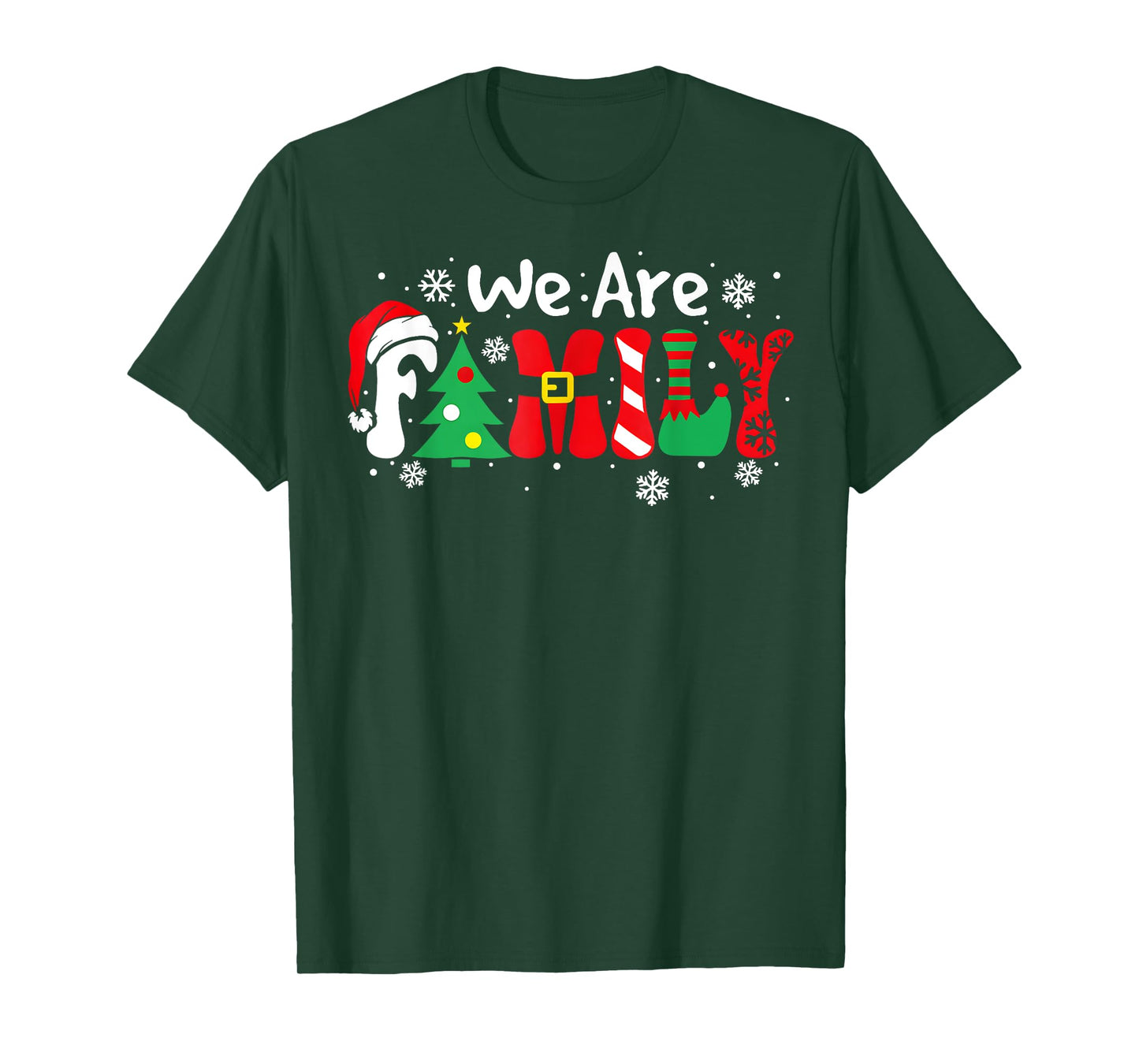 We Are Family Christmas Pajamas Funny Matching Family Xmas T-Shirt