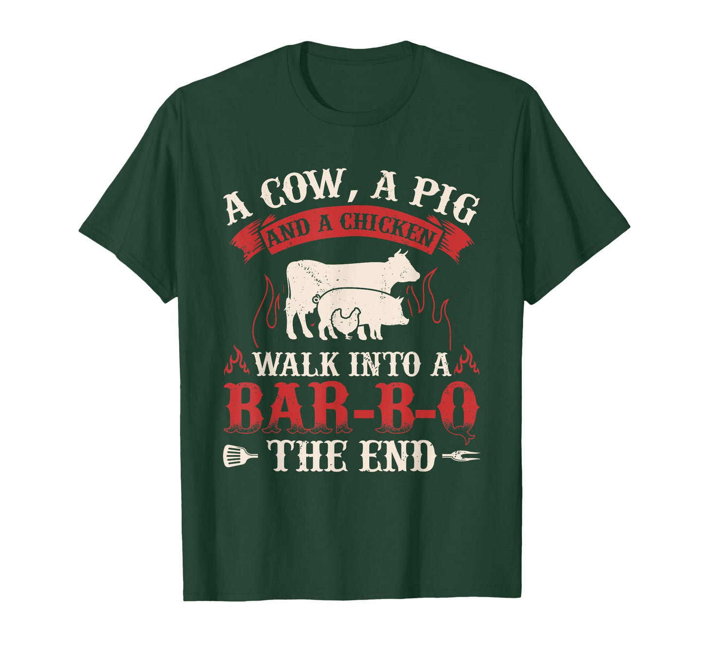 Funny Barbecue Cow Pig Chicken Graphic Meat Smoking BBQ T-Shirt