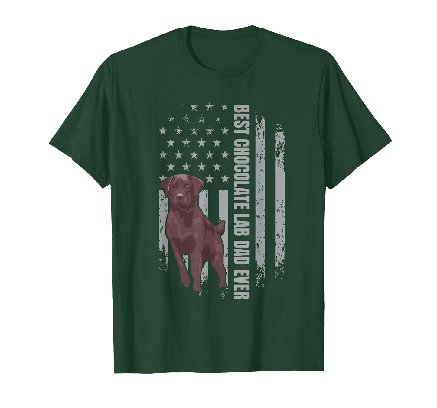Chocolate Lab Dad American Flag Brown Labrador Retriever T-Shirt