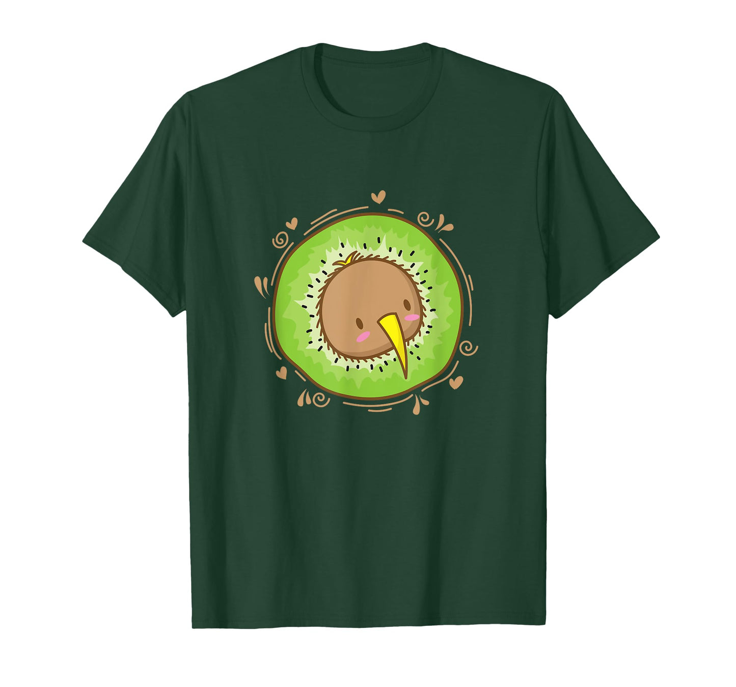 Kiwi Bird Head with Kiwi Fruit T-Shirt