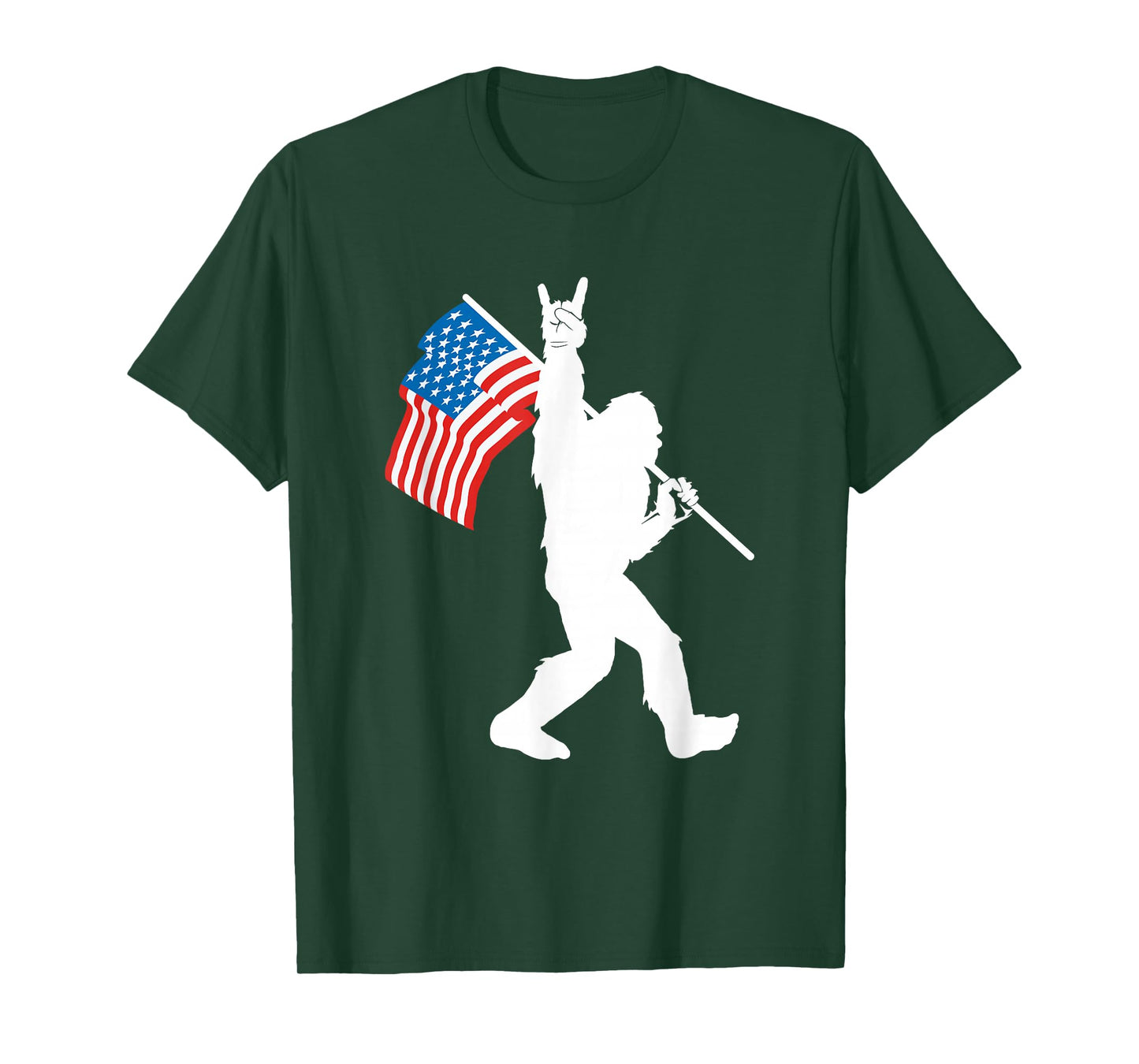Funny Bigfoot Rock and Roll USA Flag for Sasquatch Believers T-Shirt