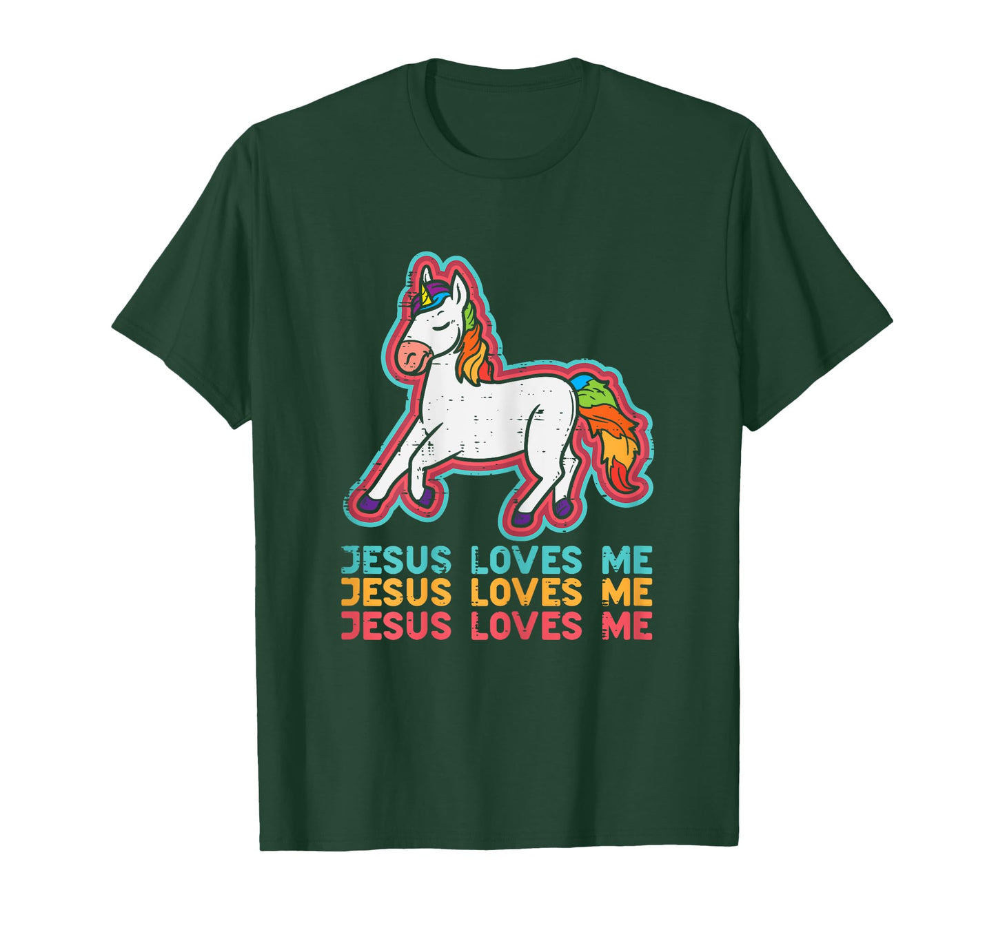 Unicorn Jesus Loves Me Catholic God Christian Women Girls T-Shirt