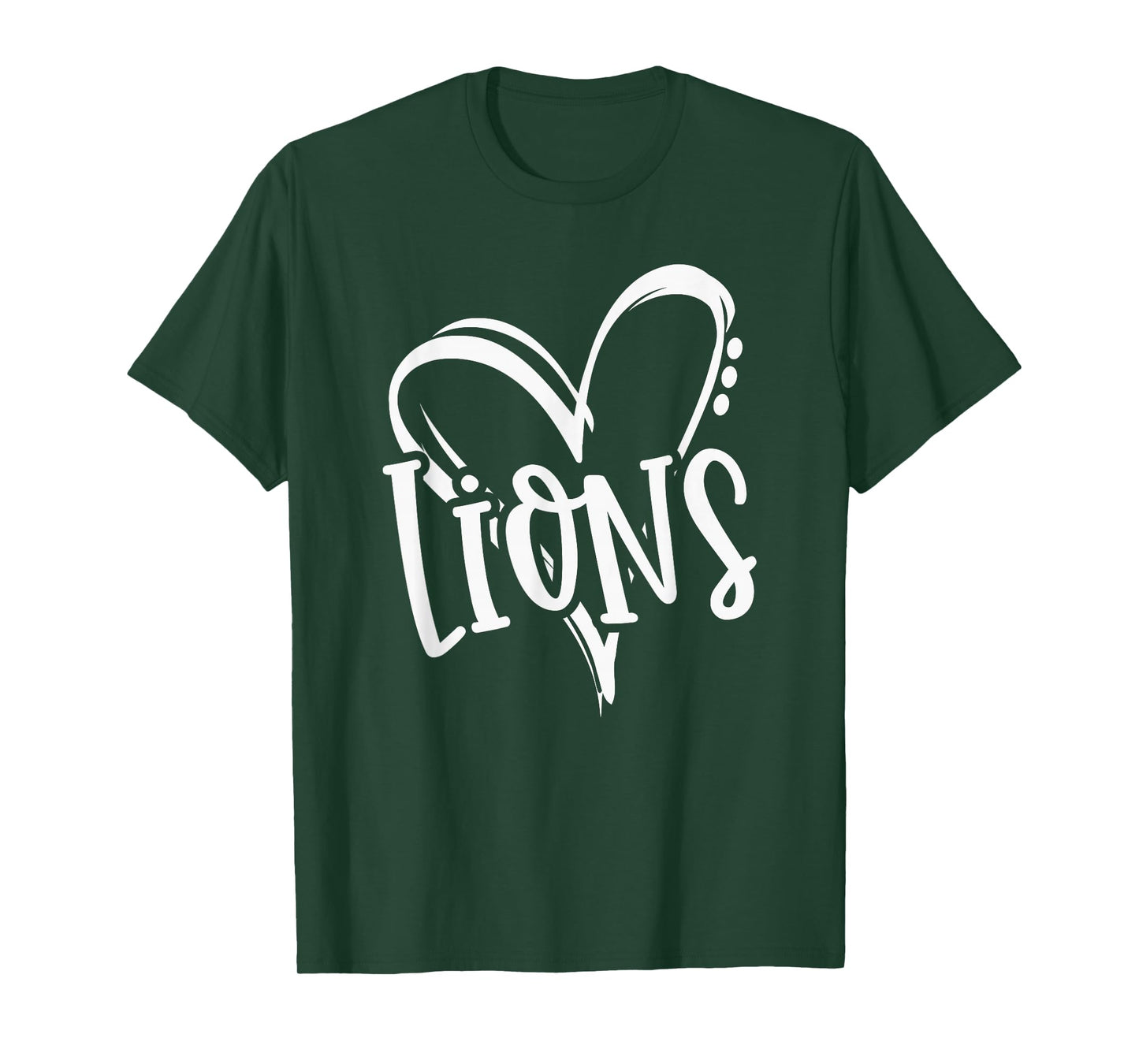 Lions School Sports Fan Team Spirit Heart T-Shirt