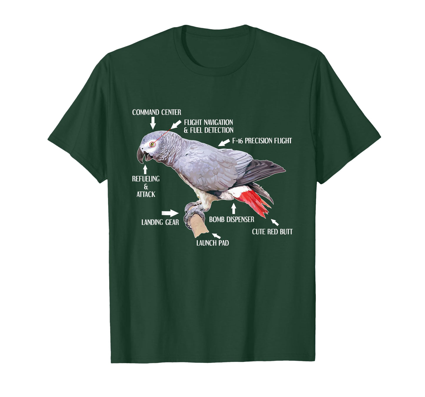 Anatomy Of An African Grey Parrot T-Shirt Funny Bird Gift T-Shirt