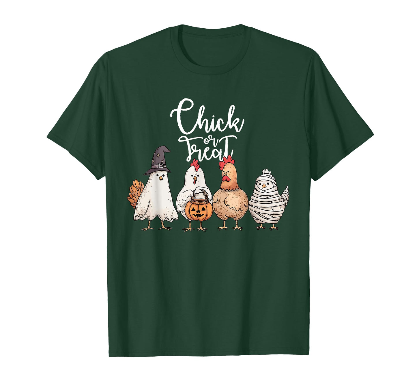 Funny Chicken Halloween Chick Or Treat Women Men Kids T-Shirt