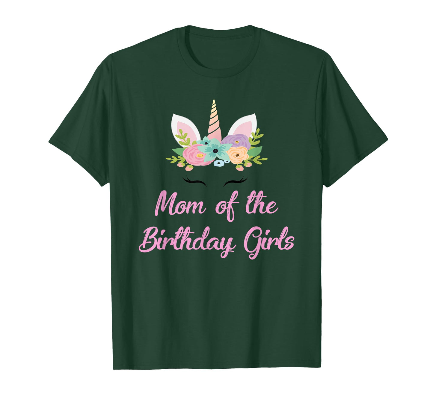 Mom Of The Birthday Girls Unicorn Twin Mother Theme Party T-Shirt
